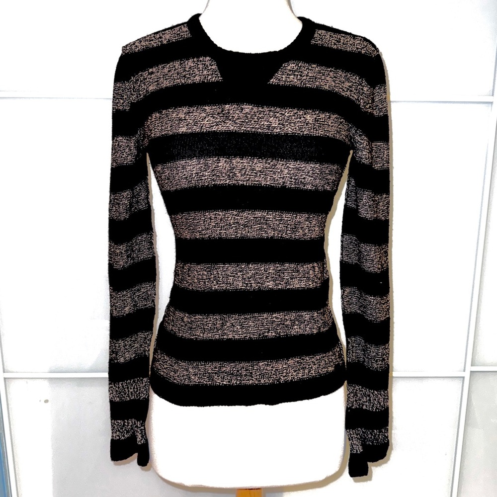 Sonia Rykiel Paris Black and Gray Striped virgin wool Sweater